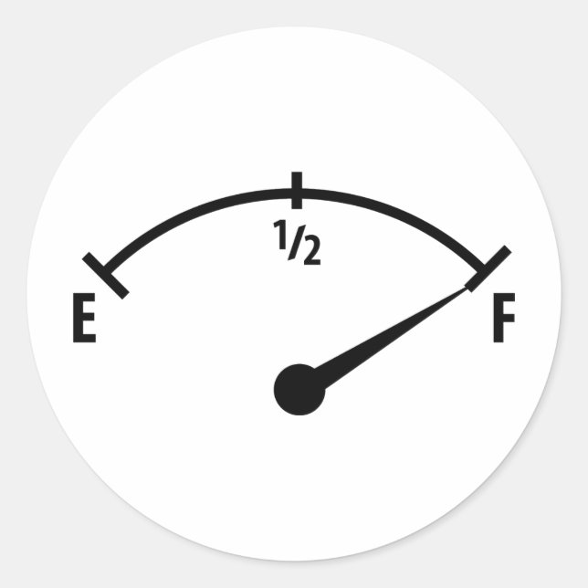 Adesivo Redondo ícone do indicador do combustível do cheio (Frente)