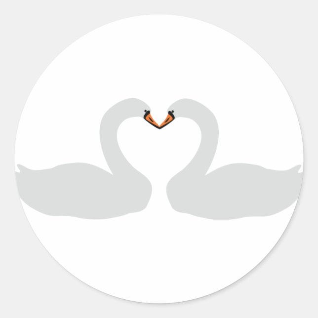 Adesivo Redondo ícone dois cisnes brancos (Frente)
