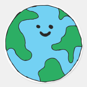 Adesivo Redondo Ícone Ecológico Feliz da Terra