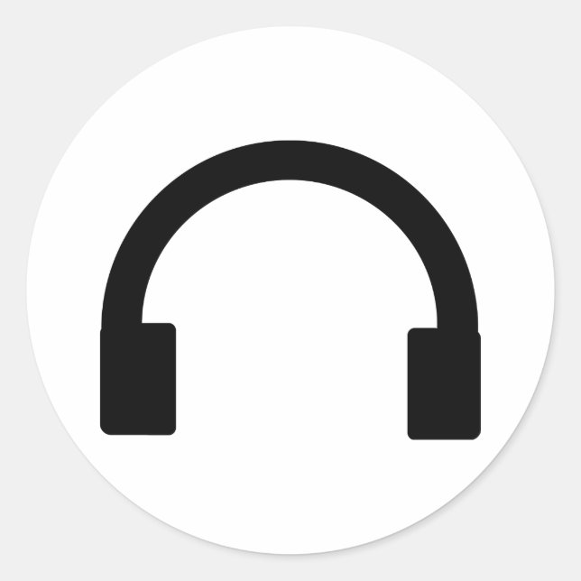 Adesivo Redondo ícone fones de ouvido (Frente)