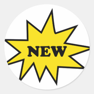 Adesivo Redondo Ícone Novo Produto