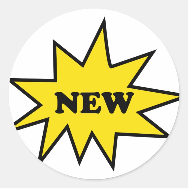 Adesivo Redondo Ícone Novo Produto (Frente)