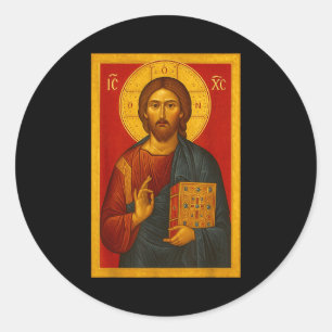 Adesivo Redondo Ícone Ortodoxo de Jesus Cristo Pantocrator