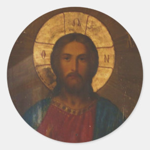 ADESIVO REDONDO ÍCONE ORTODOXO GREGO DO VINTAGE