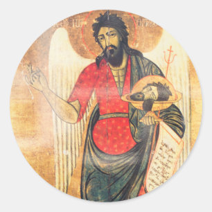 Adesivo Redondo Ícone ortodoxo velho de John The Baptist