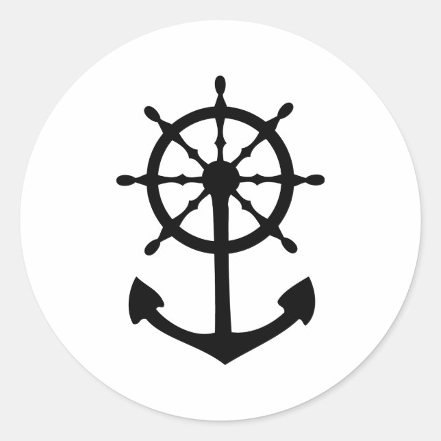 Adesivo Redondo ícone preto da âncora do volante (Frente)