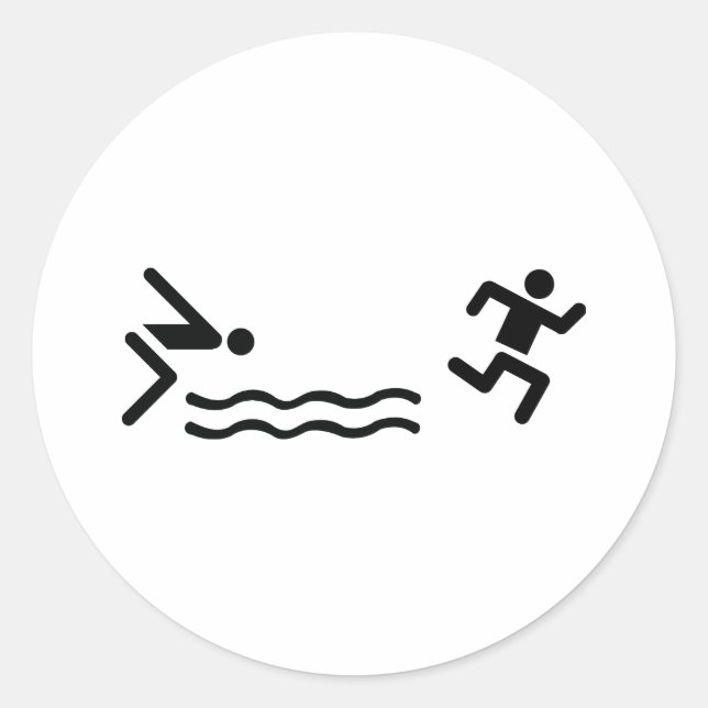 Adesivo Redondo ícone preto de aquatlo (Frente)