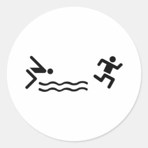 Adesivo Redondo ícone preto do aquathlon
