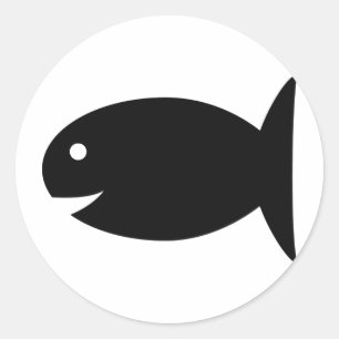 Adesivo Redondo ícone preto dos peixes