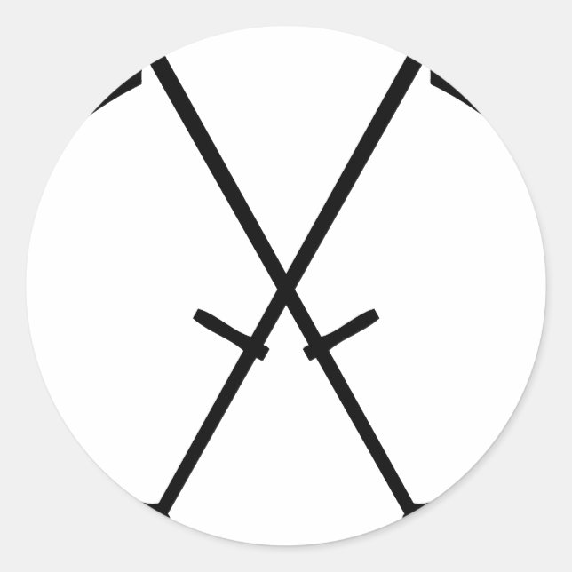Adesivo Redondo ícone preto rolo cruzado (Frente)