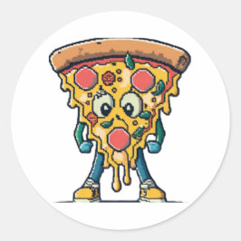 Adesivo Redondo icône souriante pizza mignonne