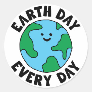 Adesivo Redondo ícone Terra Feliz do EarthDay Ecoamigável ícone