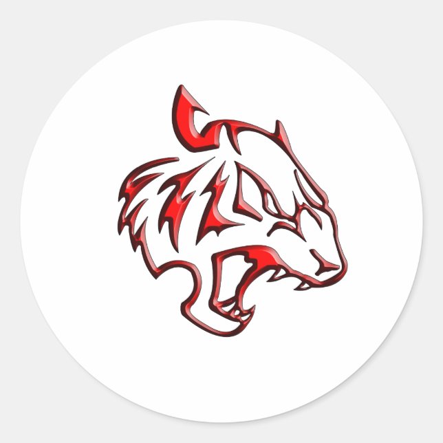 Adesivo Redondo Ícone Tigre (Frente)