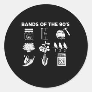 Adesivo Redondo Ícones das Bandas de Música dos anos 90 Pop Cultur