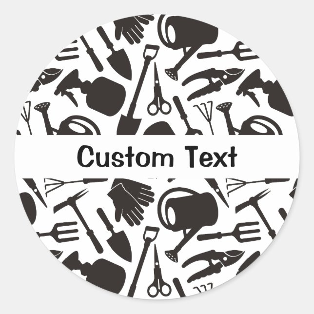 Adesivo Redondo Ícones de jardinagem Silhuettes (Frente)