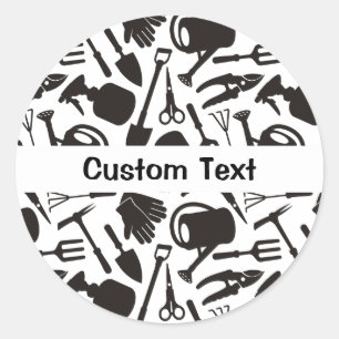 Adesivo Redondo Ícones de jardinagem Silhuettes