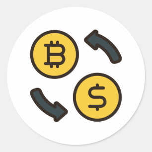 Adesivo Redondo Ícones de moeda de bits para dólar