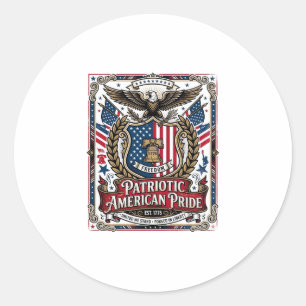 Adesivo Redondo Ícones e Símbolos de Liberdade do Escudo Patriótic