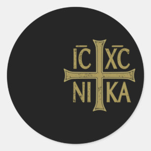 Adesivo Redondo Icxc Nika Christographic Cross Orthodox Christian 