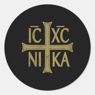 Adesivo Redondo Icxc Nika Christographic Cross Orthodox Christian 