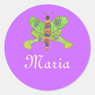 Adesivo Redondo ID de borboleta Karate Kat--para personalizar