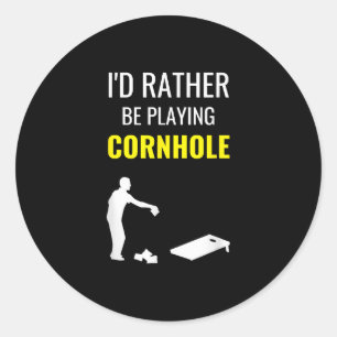Adesivo Redondo Id Preferencialmente Está Jogando Cornhole Funny C