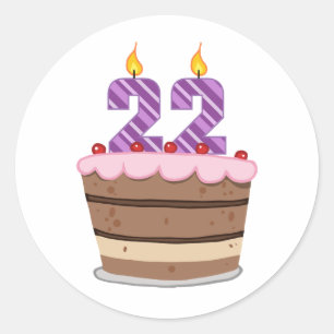 Adesivo Redondo Idade 22 no bolo de aniversário