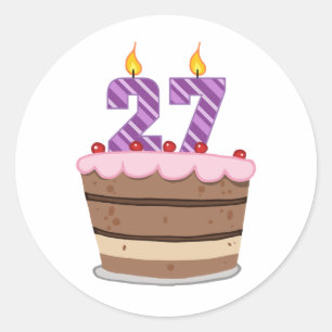 Adesivo Redondo Idade 27 no bolo de aniversário