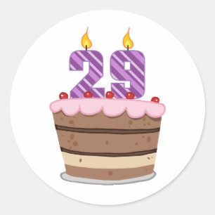 Adesivo Redondo Idade 29 no bolo de aniversário