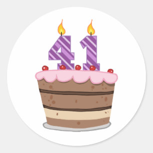 Adesivo Redondo Idade 41 no bolo de aniversário