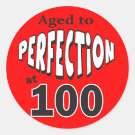 Adesivo Redondo Idade até a Perfecção aos 100 anos | 100.o anivers