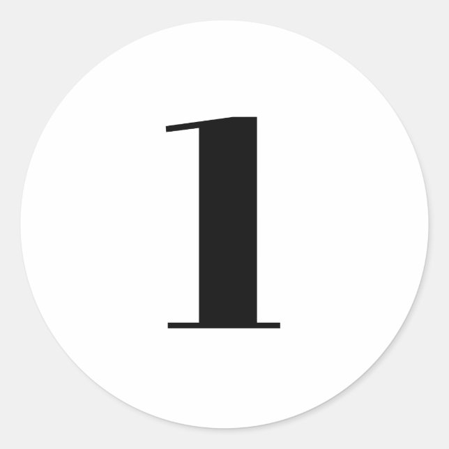 Adesivo Redondo Idade inicial do número personalizado branco preto (Frente)