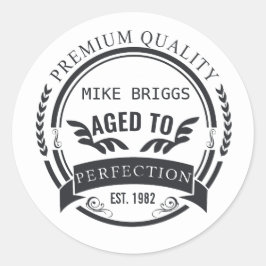 Adesivo Redondo Idade para a Perfecção