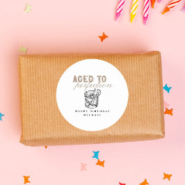 Adesivo Redondo Idade para Perfecção Branca Whiskey Vintage Aniver