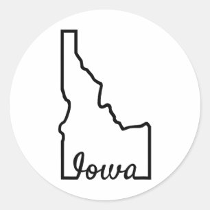 Adesivo Redondo Idaho Iowa Funny Geografia Mistura Piada Estado De