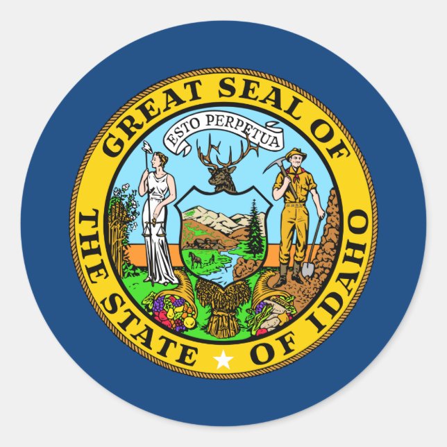 Adesivo Redondo Idahoan Seal, Idaho (Frente)