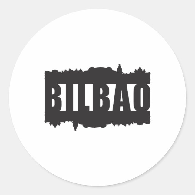 Adesivo Redondo Ideia de Gift da cidade de Bilbao Espanha Skyline  (Frente)