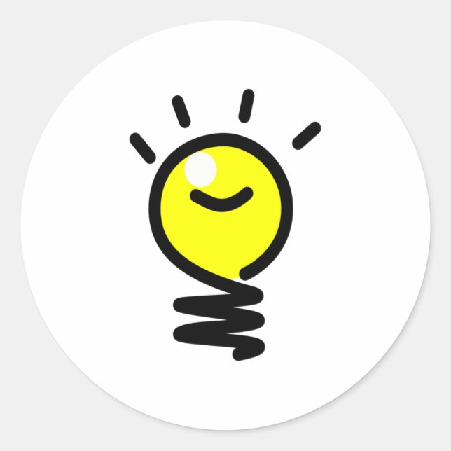 Adesivo Redondo Ideia de lâmpada (Frente)