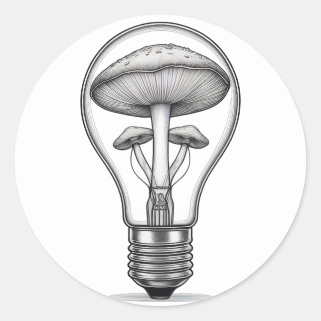 Adesivo Redondo Ideias Mushrooming (Frente)
