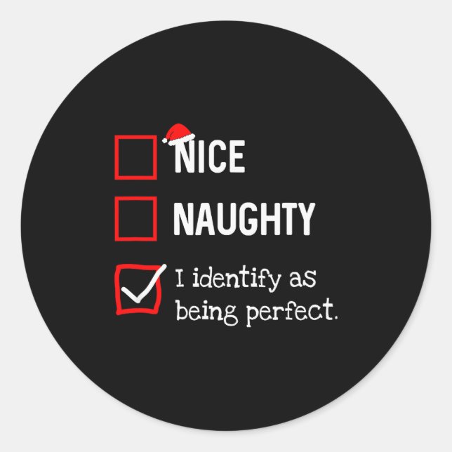 Adesivo Redondo Identify As Perfect Funny Naughty Nice List Christ (Frente)