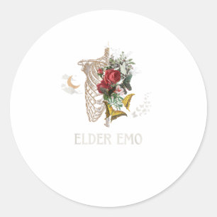 Adesivo Redondo Idoso Emo Engraçado Goth Mais Velho Gótico Cottage