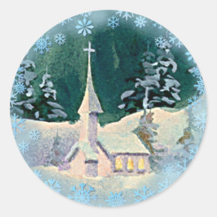 Adesivo Redondo IGREJA da NOITE DE NATAL por SHARON SHARPE