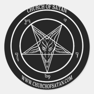 Adesivo Redondo Igreja de Baphomet do nome da satã & do URL