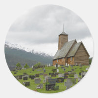Igreja de escadas com cemitério, autocolante redon