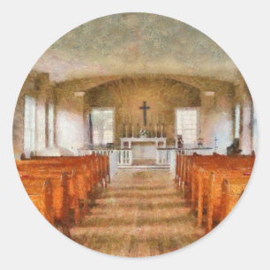 Adesivo Redondo Igreja - dentro de uma igreja