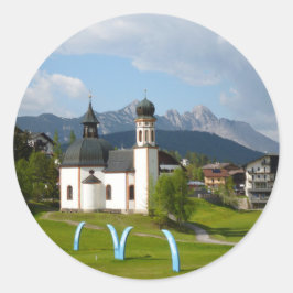 Adesivo Redondo Igreja em Seefeld, Áustria, autocolante redondo