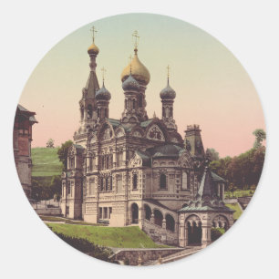 Adesivo Redondo Igreja Ortodoxa Russa em Moscou