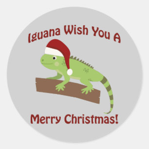 Adesivo Redondo Iguana Deseje A Você Um Feliz Natal