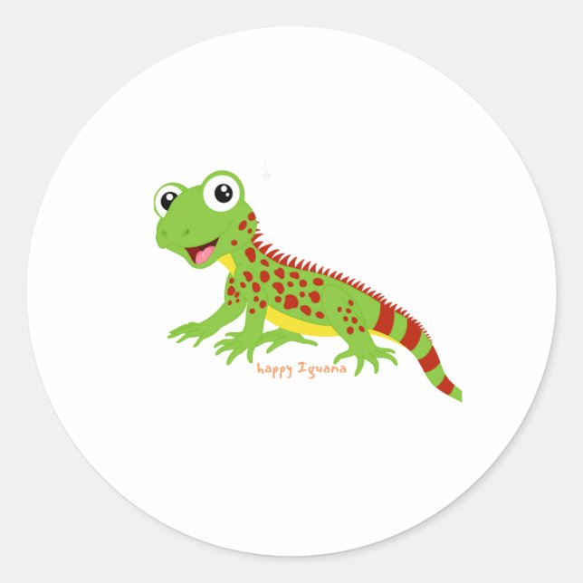 Adesivo Redondo Iguana Happy Sticker (Frente)