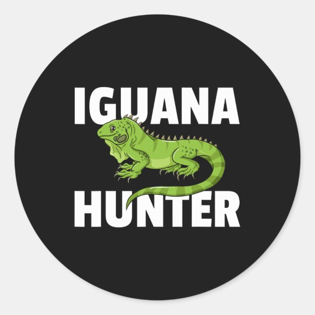 Adesivo Redondo Iguana Hunter Reptile Lizard Hunting (Frente)